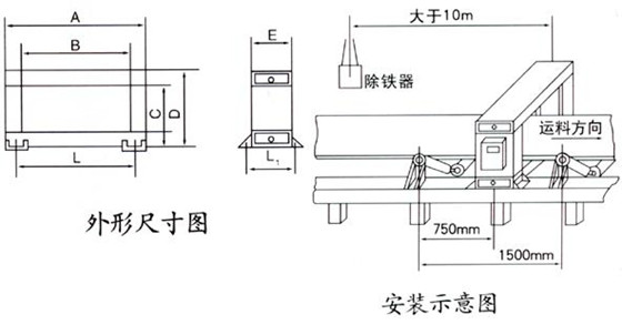 鋼絲帶金屬探測(cè)器結(jié)構(gòu)示意圖